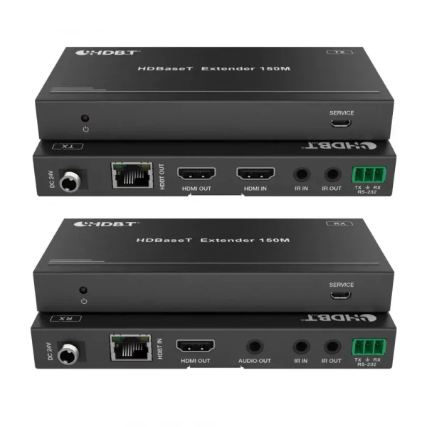 150m 18Gbs HDBaseT HDMI 2.0 Extender Kit with Analog Audio and HDMI loop POC